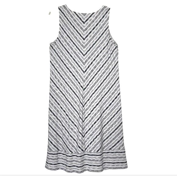 J. Jill Wearever Collection Black White Chevron Midi Dress Size M Rayon Stretch - Picture 2 of 4